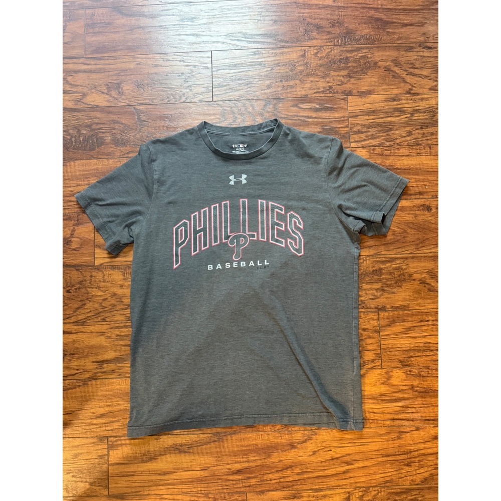 Under Armour Mens Philadelphia Phillies Baseball HeatGear T-Shirt Gray Large